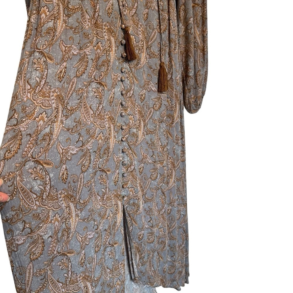 Western paisley dress forum midi button front long sleeve dress. - Picture 10 of 16